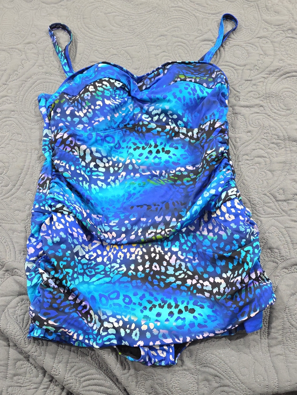 Swimsuits For All Blue Multi Animal-Print One-Piece Swimdress